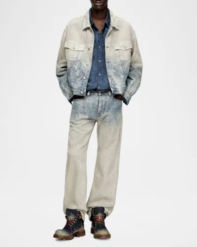 Diesel Trucker Jacket In Prince Of Wales Jacquard Denim In Multi
