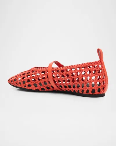 Rag & Bone Orange Spire Woven Mary Jane Faux-leather Flats In Red