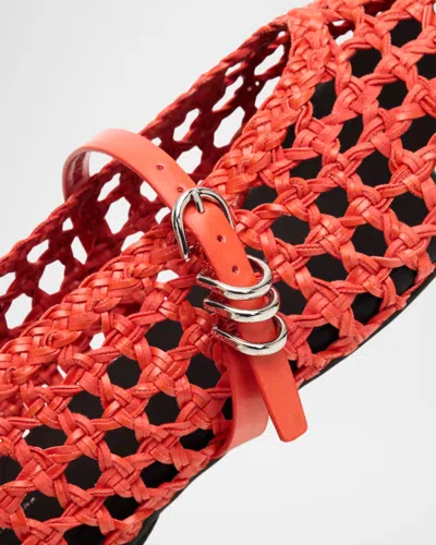 Rag & Bone Orange Spire Woven Mary Jane Faux-leather Flats In Red