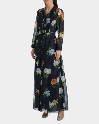 Sachin & Babi Semi-sheer Wildflower Embellished Addison Gown In Multi