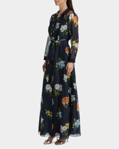 Sachin & Babi Semi-sheer Wildflower Embellished Addison Gown In Multi