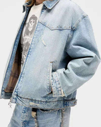 Represent Buttoned Denim Jacket In Blue