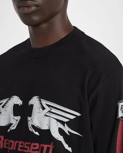 Represent Long Sleeve Crew Neck Graphic Text T-shirt In Black