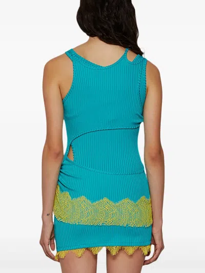 Christopher Esber Geripptes Minikleid Mit Spitzenbesatz In Multi