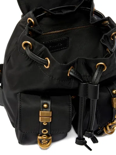 Pinko Nylon Backpack With Gold-colored Metal Details In Black