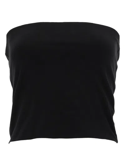 Brunello Cucinelli Black Solid Strapless Top In Black