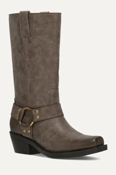 Frye And Co Womens Lorrie Stacked Heel Motorcycle Boots In Brown