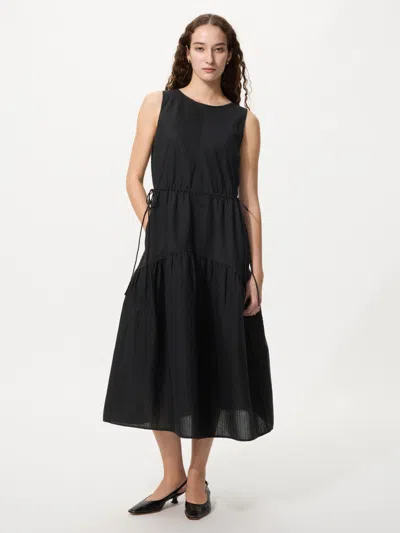 Uniqlo Women's Linen Blend Tiered Dress Black Xl  Us
