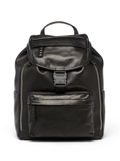 Mcm Killian Men's Medium Leather Logo Backpack, Black In Bk
