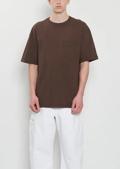 Lemaire Short-sleeved Boxy T-shirt In Heavy Jersey In Brown