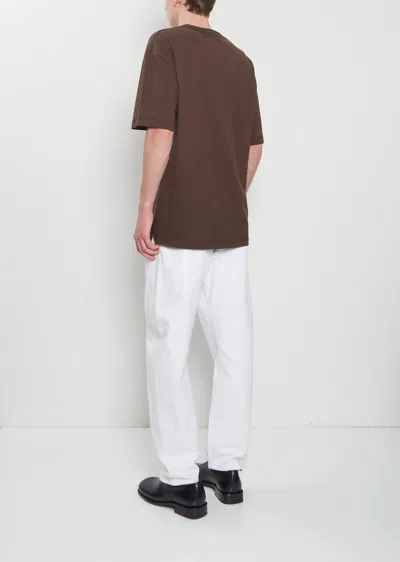 Lemaire Short-sleeved Boxy T-shirt In Heavy Jersey In Brown