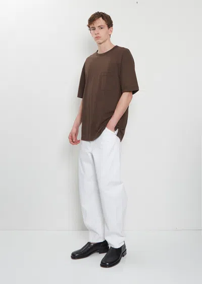 Lemaire Short-sleeved Boxy T-shirt In Heavy Jersey In Brown