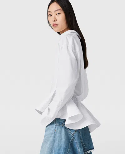 Stella Mccartney Womens Pure White Peplum-waist Tailored Cotton Shirt