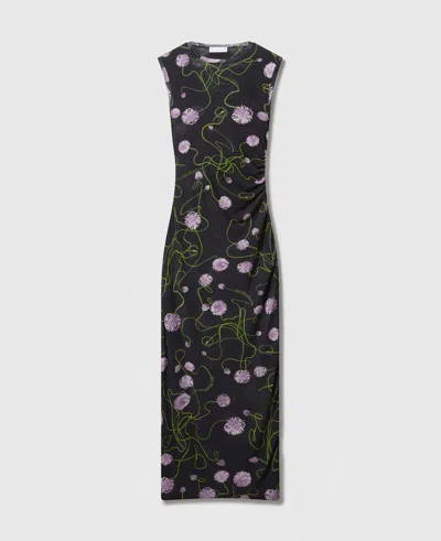 Stella Mccartney Twisted Floral Mesh Body-con Midi Dress In Black