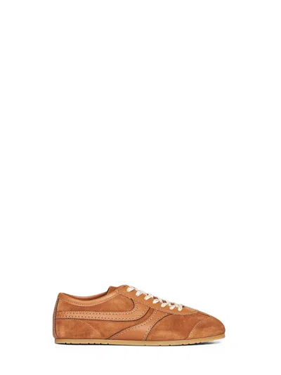 Dries Van Noten Women Beige Low-top Sneakers With Two-tone Lace-up In Suede Woman In Brown