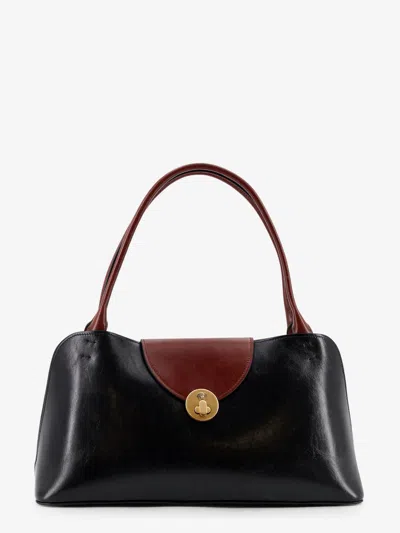 Versace Vivian Medium Two-tone Textured-leather Shoulder Bag In Black
