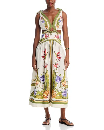 Farm Rio Sand Tropical Scarf Lenzing Ecovero Euroflax Maxi Dress In Multi
