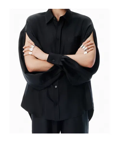 Alexander Wang Slashed Sleeved Shirt In Black