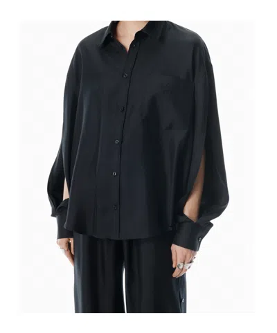 Alexander Wang Slashed Sleeved Shirt In Black