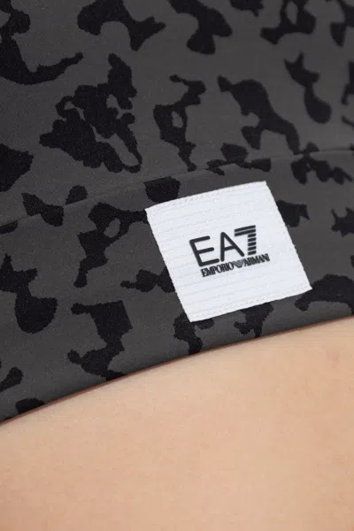 Ea7 Cross-back Leopard-print Top In Black