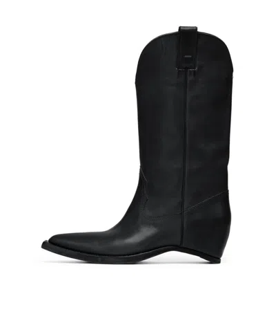 Maison Margiela Heel-less Western Leather Boots In Black