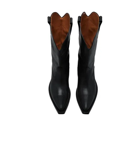 Maison Margiela Heel-less Western Leather Boots In Black