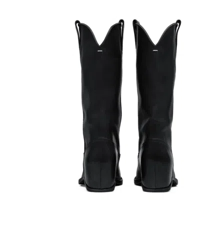 Maison Margiela Heel-less Western Leather Boots In Black