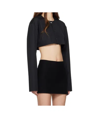 Rier Long-sleeved Short-length Mini Shirt In Black