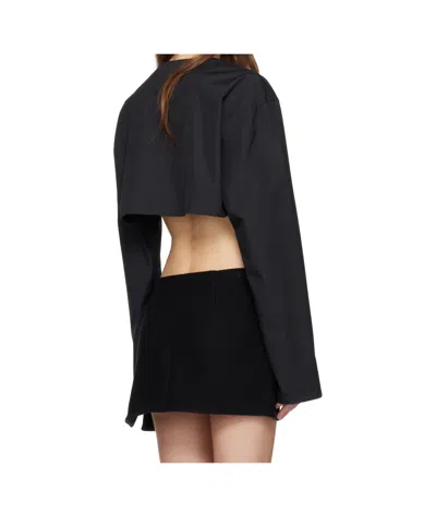 Rier Long-sleeved Short-length Mini Shirt In Black