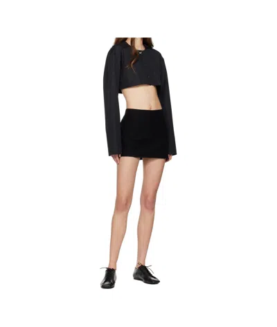 Rier Long-sleeved Short-length Mini Shirt In Black