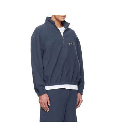 Rier Wool Half-zip Sweatshirt In Black