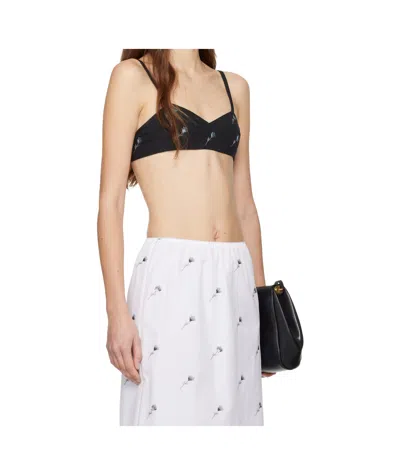 Rier Pop Flowers Thin Strap Bra In Black