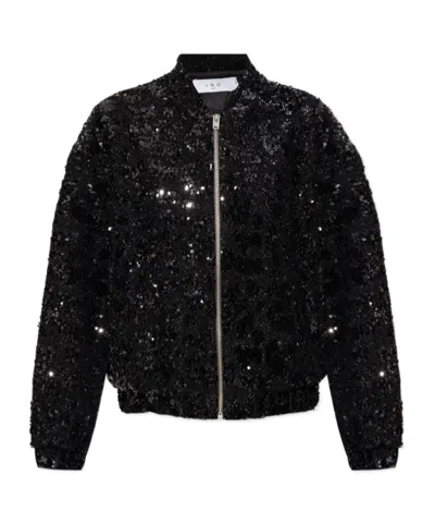 Iro Omber Zipped Bomber Jacket In Black Sequins In Black