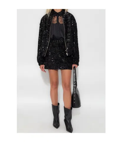 Iro Omber Zipped Bomber Jacket In Black Sequins In Black