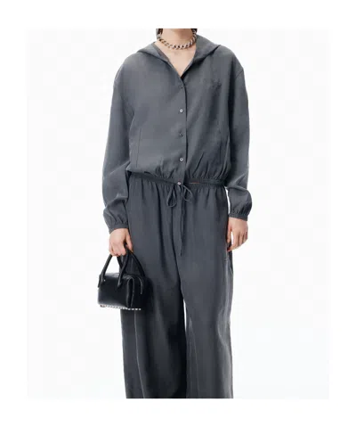 Alexander Wang Buttoned Oversized Jacket In Blue