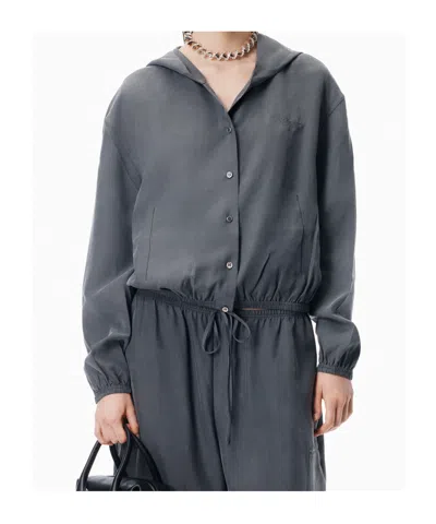 Alexander Wang Buttoned Oversized Jacket In Blue
