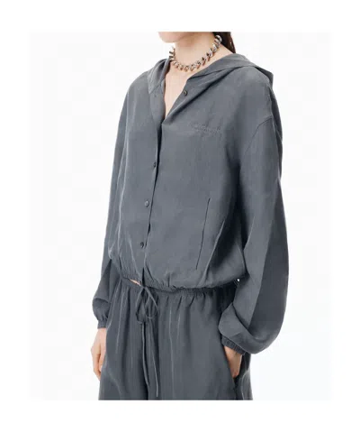 Alexander Wang Buttoned Oversized Jacket In Blue