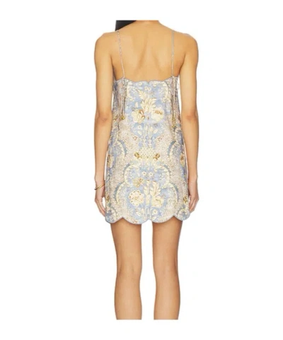 Zimmermann Daylight Scallop Mini Dress In Damask Denim In Multi