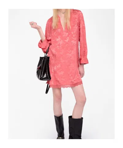 Zadig & Voltaire Ramasco Horse Pattern Jacquard Silk Minidress In Pink
