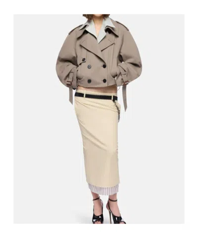 Attico Short Trench Jacket In Brown