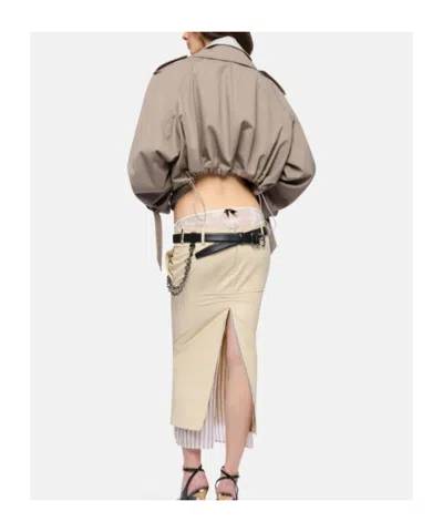 Attico Short Trench Jacket In Brown