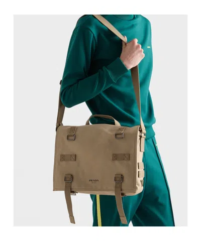 Prada Canvas Shoulder Bag Strap Top Handle