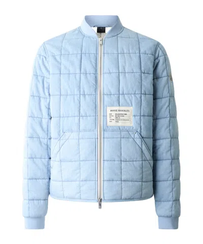 Moose Knuckles Transit Down Denim Liner Bomber Jacket In Multi