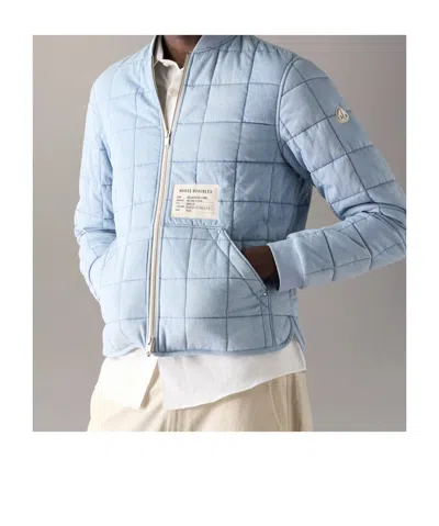 Moose Knuckles Transit Down Denim Liner Bomber Jacket In Multi