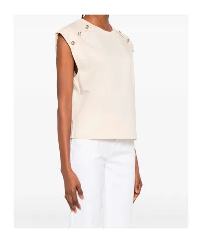 Twinset Button-embellished Top In Neutral