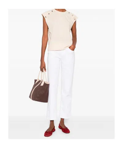 Twinset Button-embellished Top In Neutral