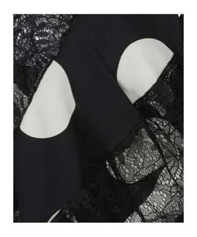 Junya Watanabe Polka Dot Halter Midi Dress Asymmetric Lace In Black