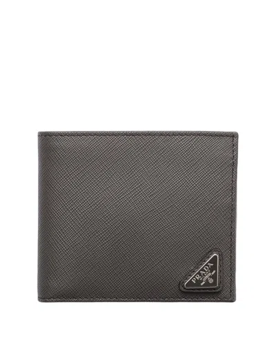 Prada Saffiano Leather Wallet With Coin Purse In Black