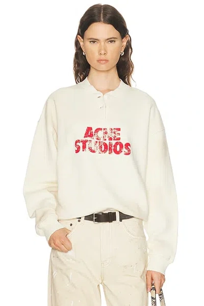 Acne Studios Womens Off White Fern Logo-print Cotton Sweatshirt In Neutral