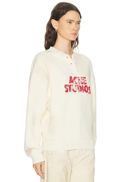 Acne Studios Womens Off White Fern Logo-print Cotton Sweatshirt In Neutral